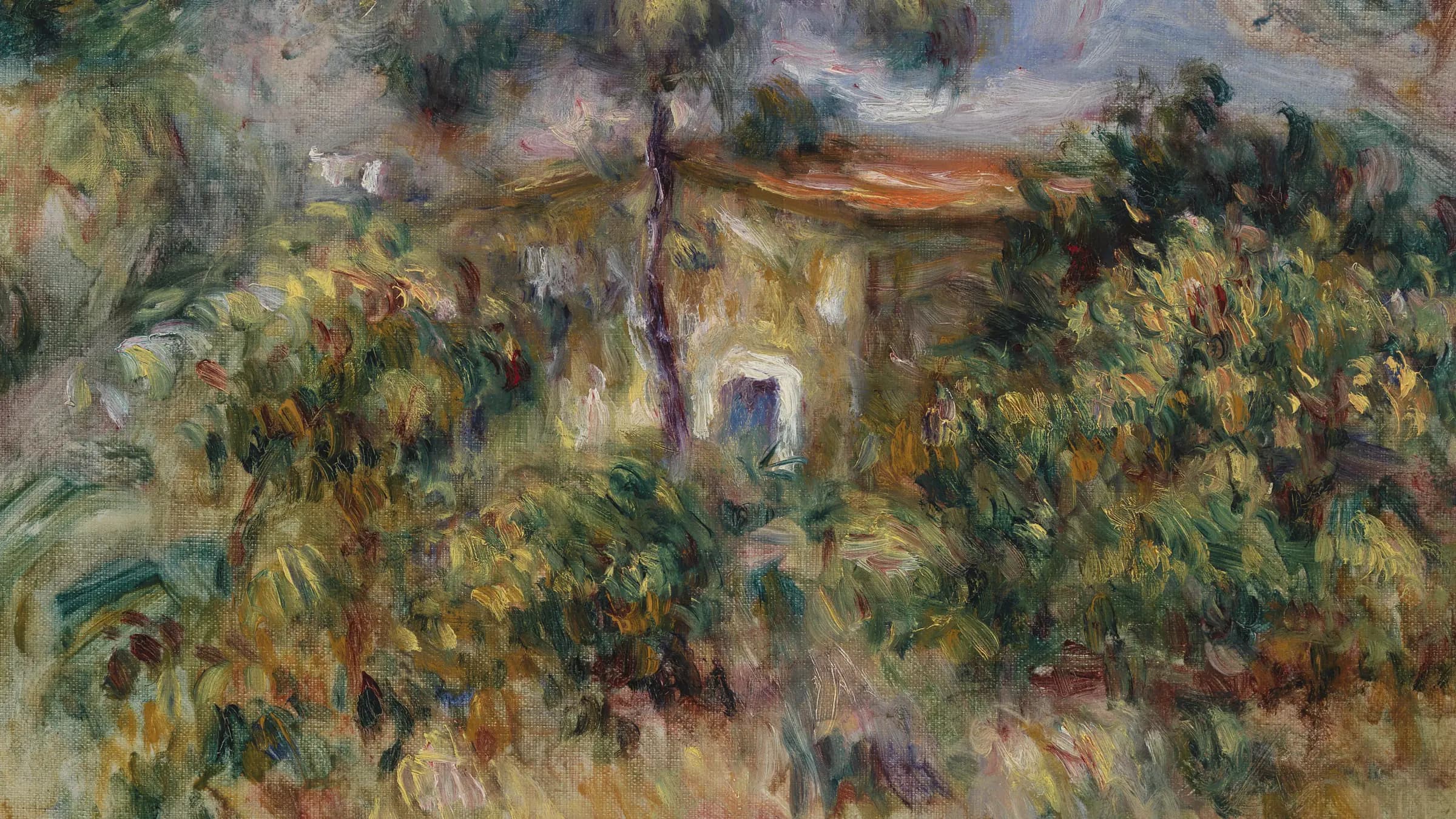 Farmhouse (La Ferme), landscape painting by Pierre-Auguste Renoir (1917).