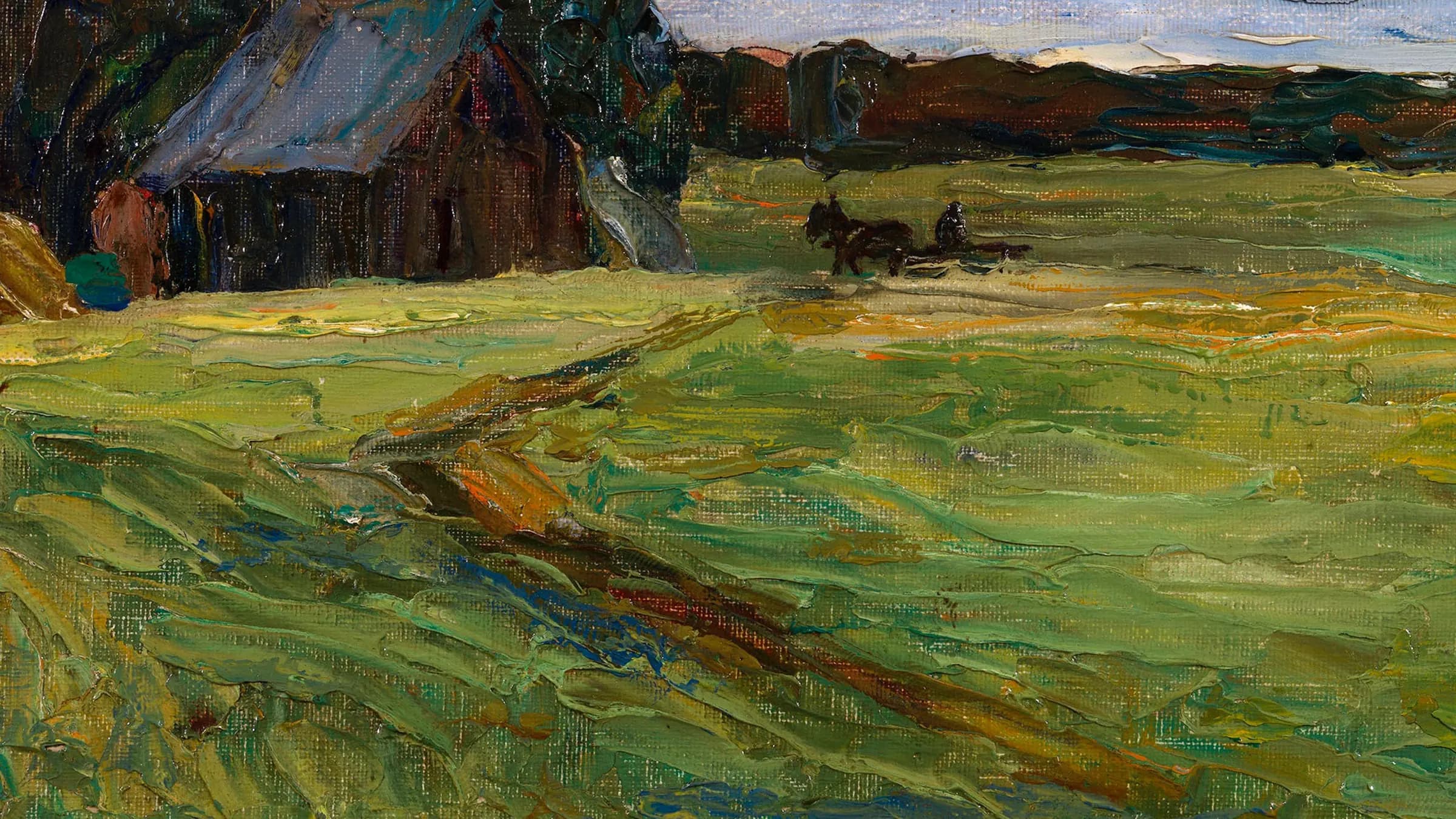 Кандинский Русский пейзаж, landscape painting by Wassily Kandinsky (1944).