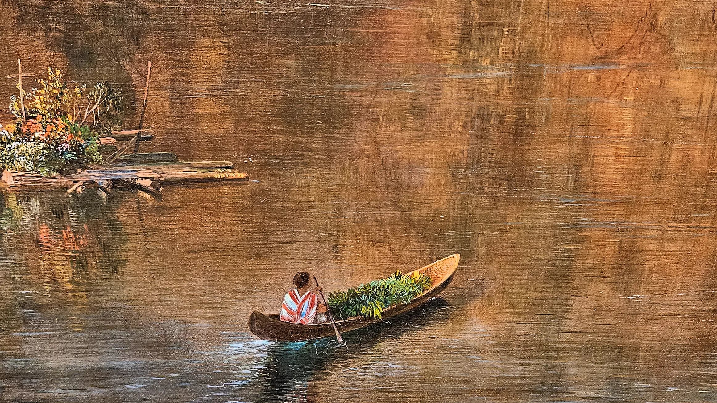 Chimborazo - canoe 1 detail - HNT, landscape painting by Frederic Edwin Church.
