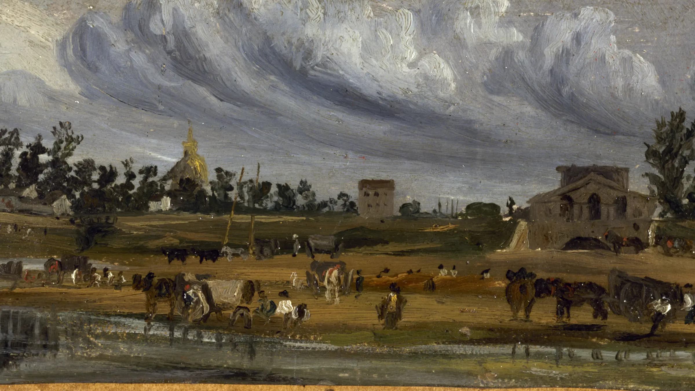 Bords de Seine à la barrière de la Cunette, près du Champ-de-Mars (1820), landscape painting by Paul Huet (1820).