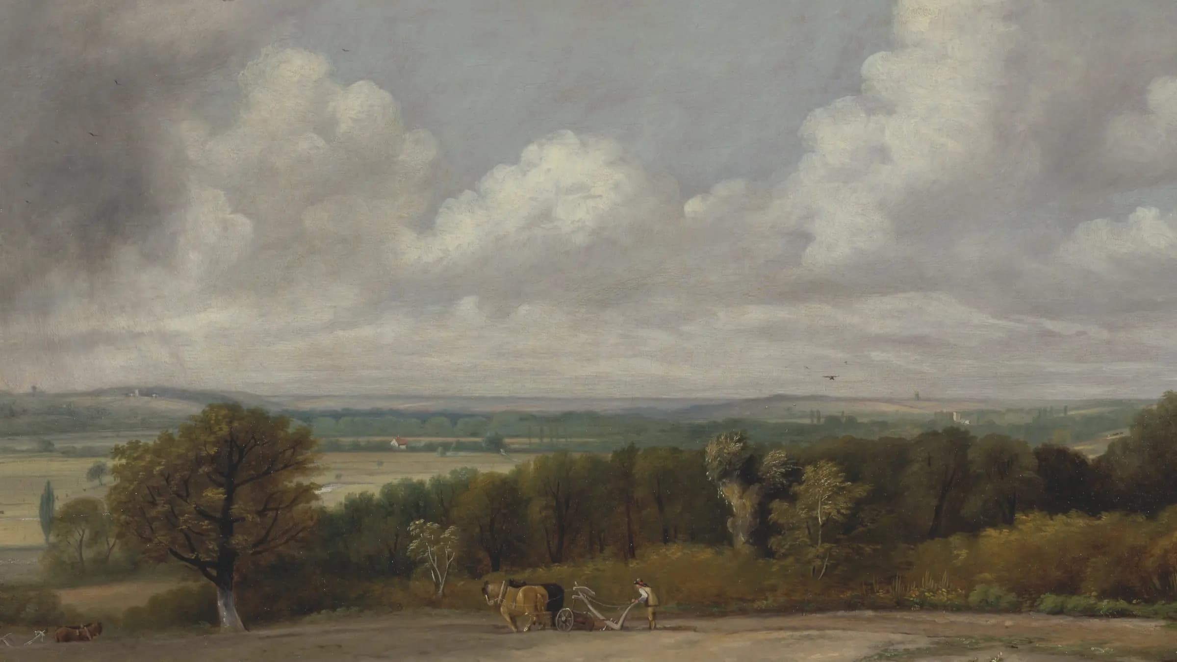 Ploughing Scene in Suffolk, landscape painting by John Constable (1824).