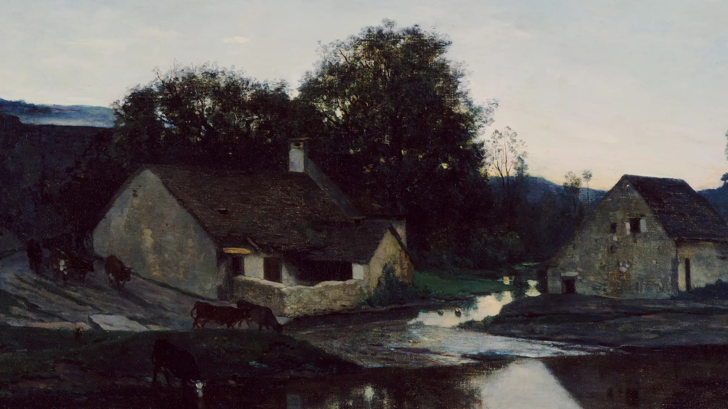 The Hamlet of Optevoz, landscape painting by Charles-François Daubigny (1852).
