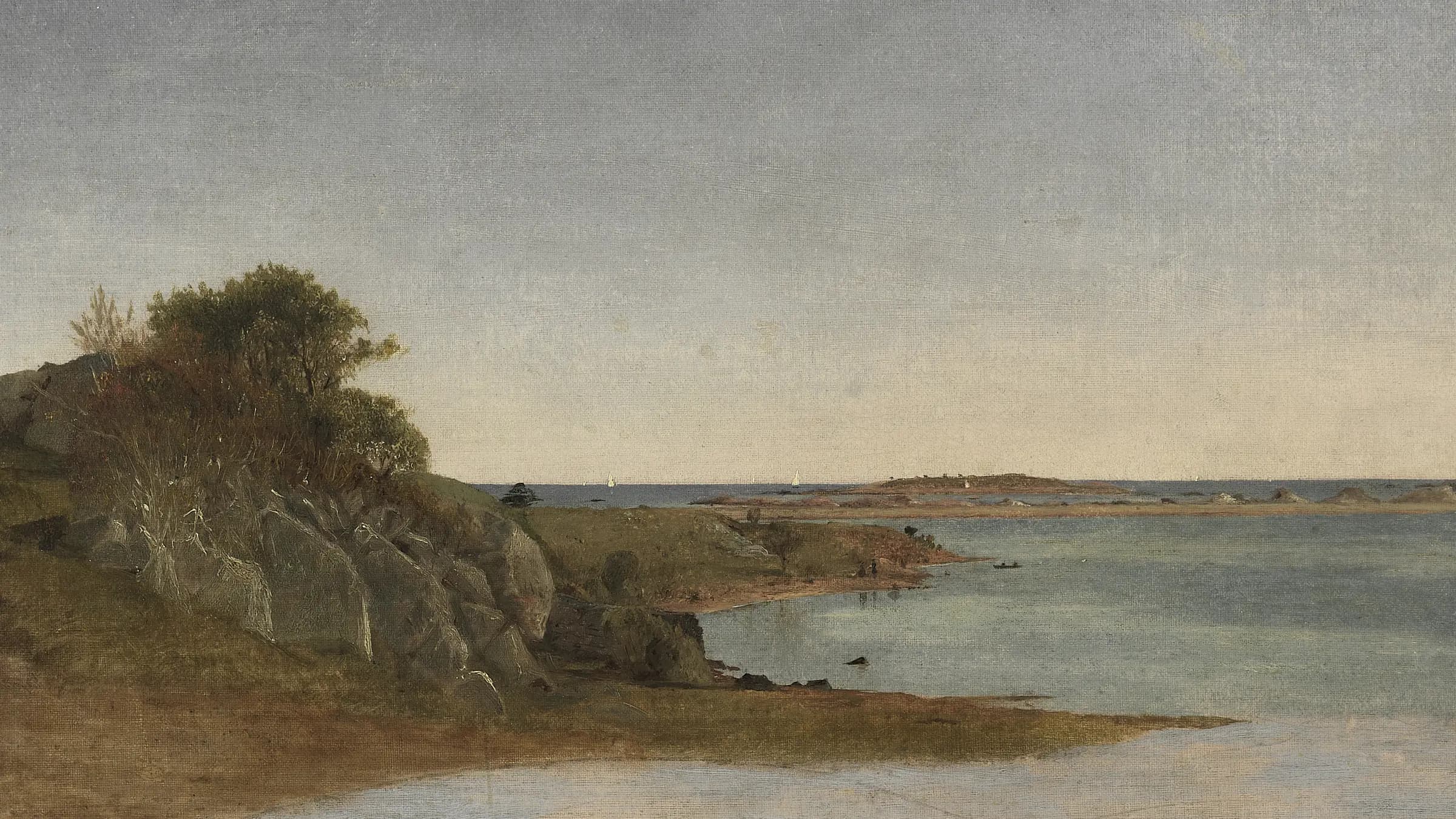 View near Newport, landscape painting by John Frederick Kensett (1860).