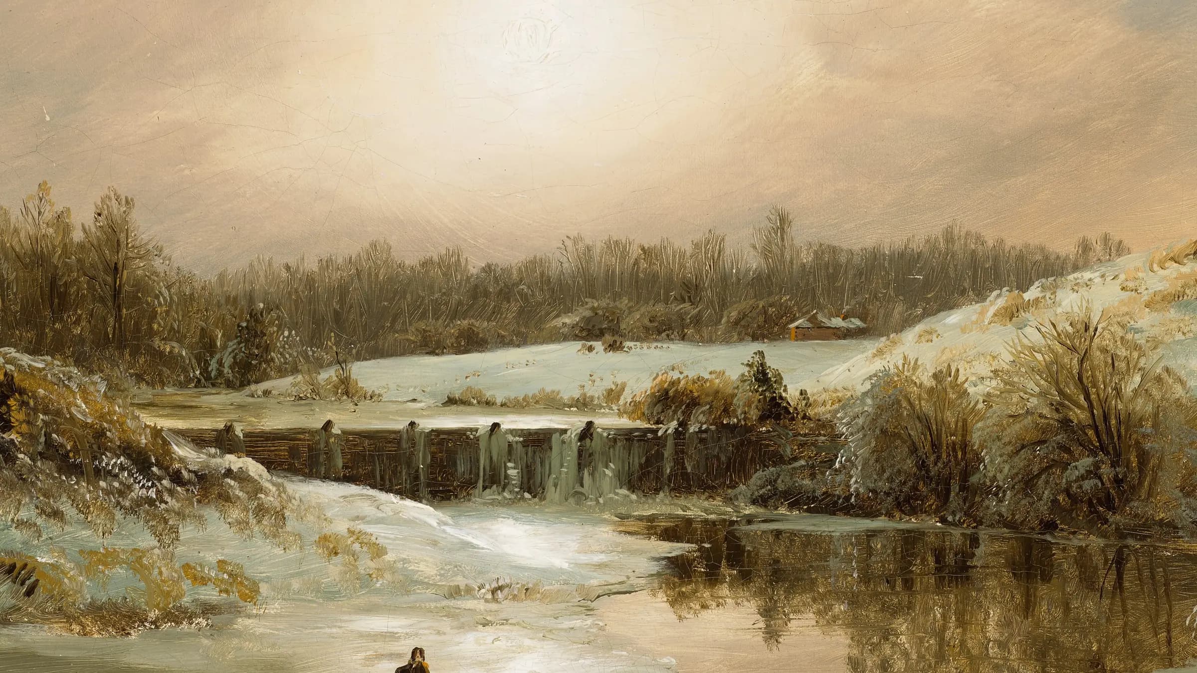 Winter Scene in Hartford, landscape painting by Frederic Edwin Church (1846).