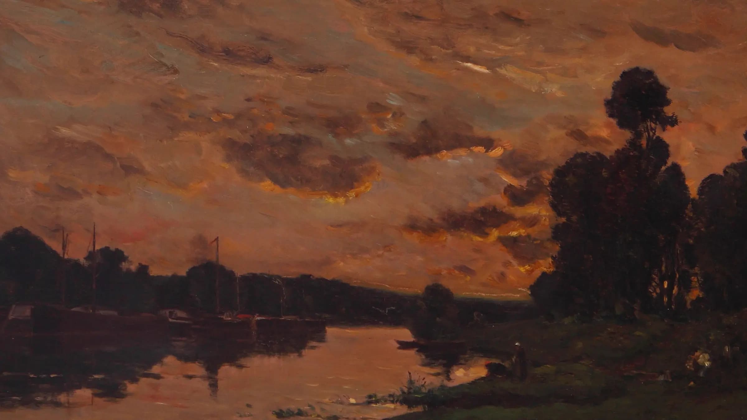 La tarde, landscape painting by Charles-François Daubigny.