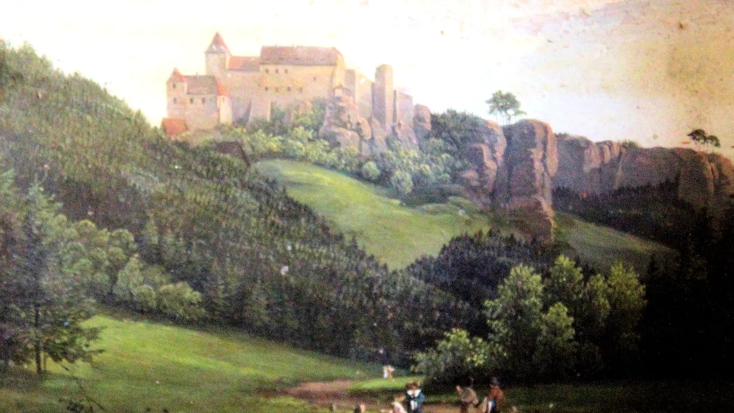 Halle, Kunstmuseum Moritzburg, Ludwig Richter, Hohnstein in der sächsischen Schweiz, landscape painting by Ludwig Richter.