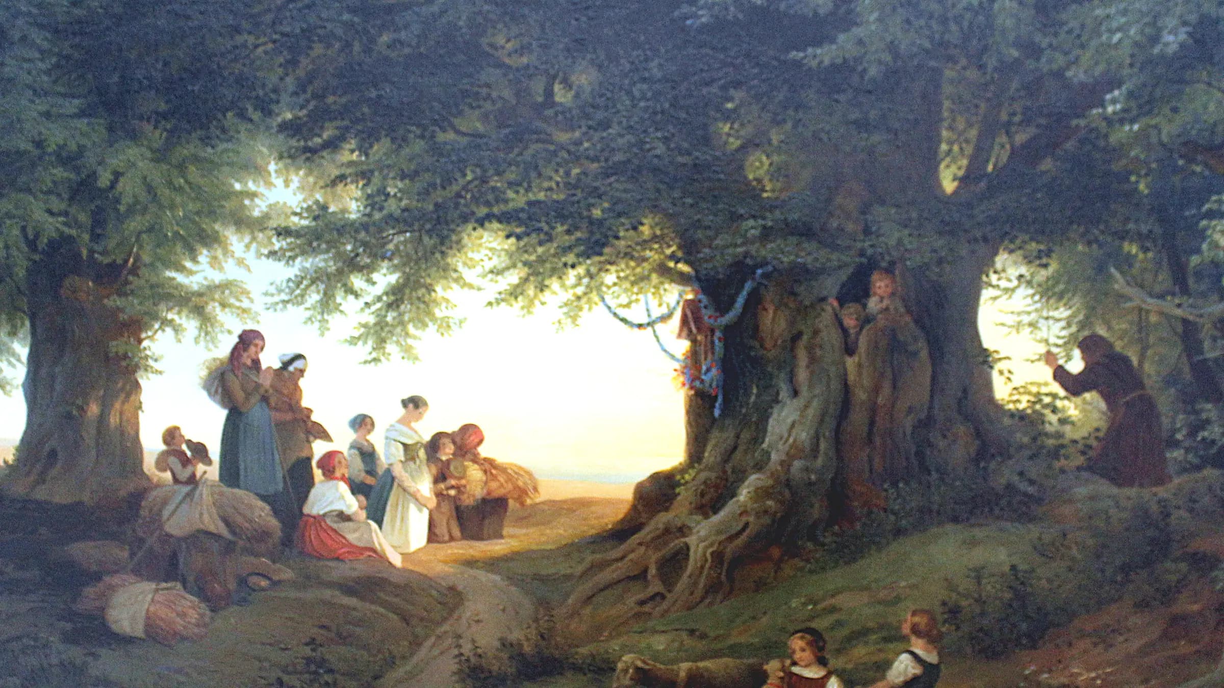 Leipzig, Museum der bildenden Künste, Ludwig Richter, Abendandacht, landscape painting by Ludwig Richter.