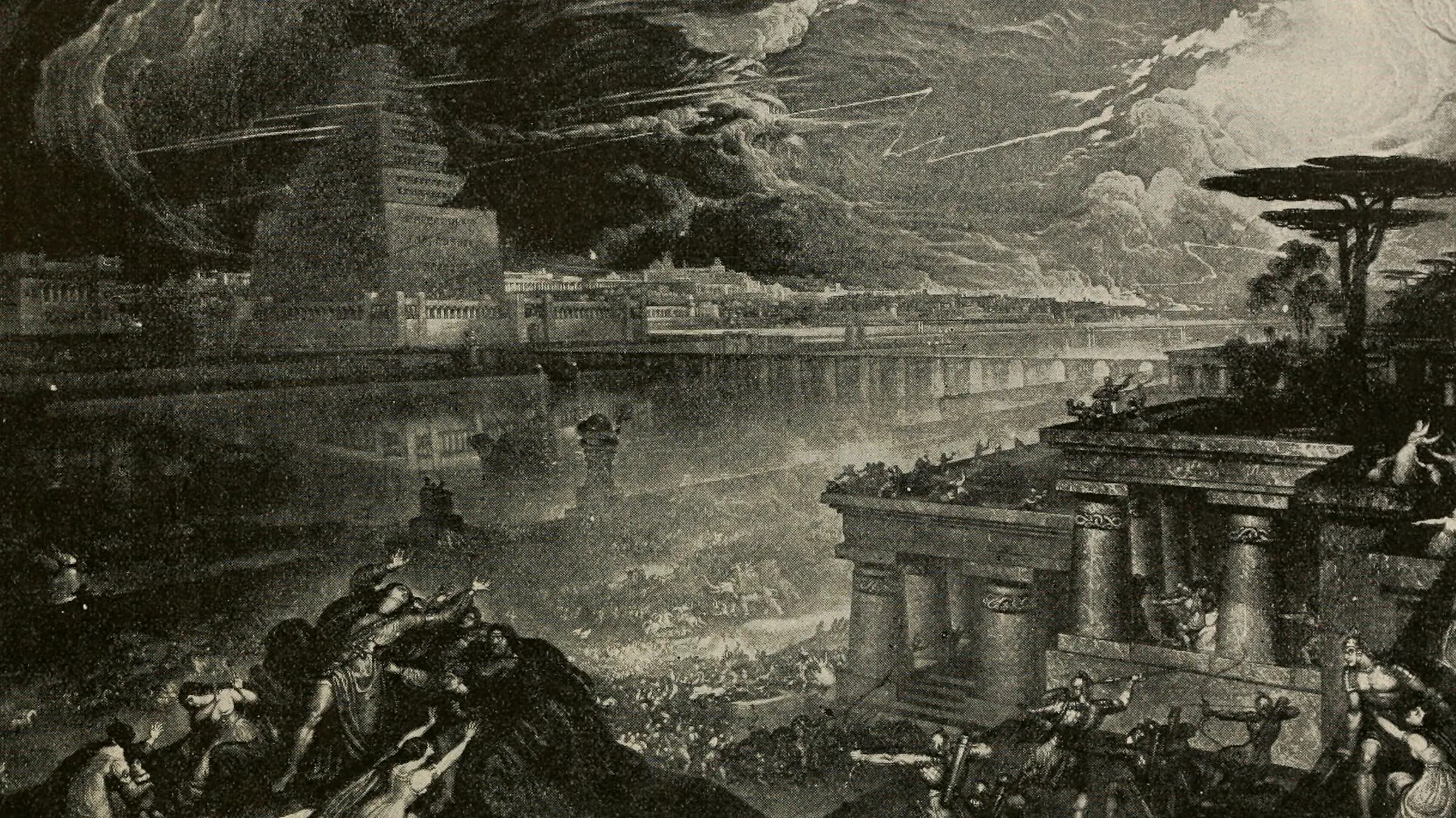 The art Bible, comprising the Old and new Testaments, landscape painting by John Martin (1896).