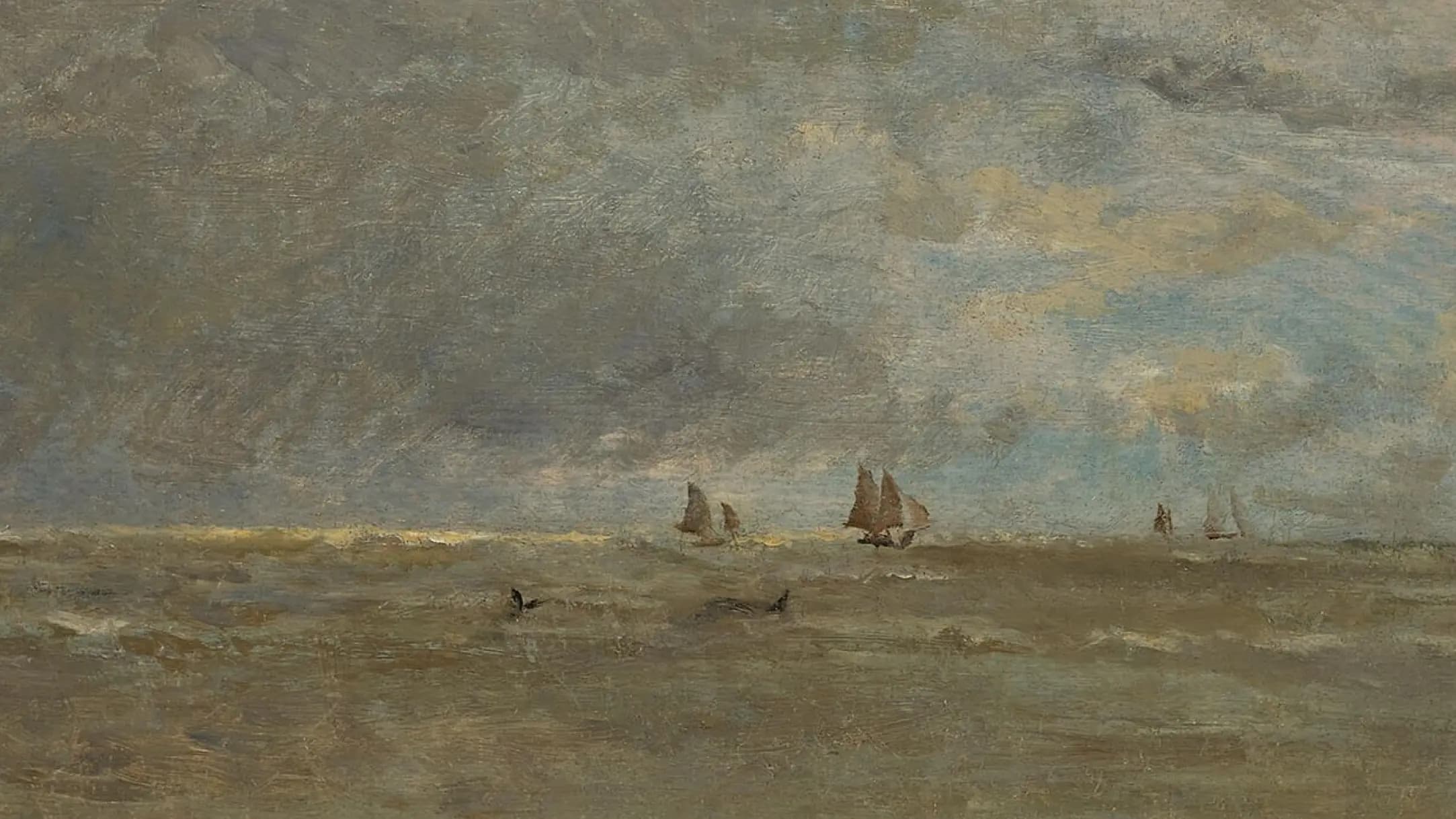 Zeegezicht te Villerville Coastal View at Villerville, landscape painting by Charles-François Daubigny (1858).