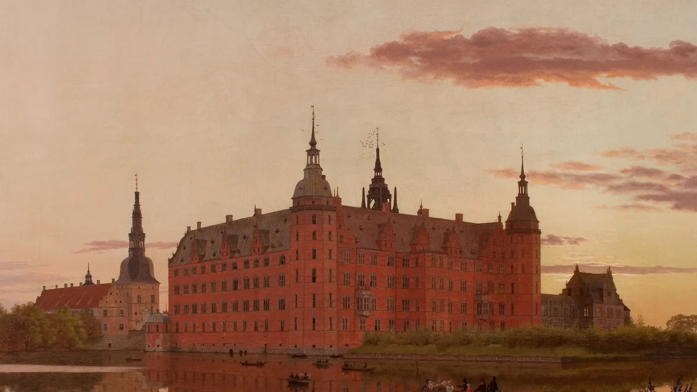 Frederiksborg Palace seen from Jægerbakken. Evening., landscape painting by Christen Købke (1835).