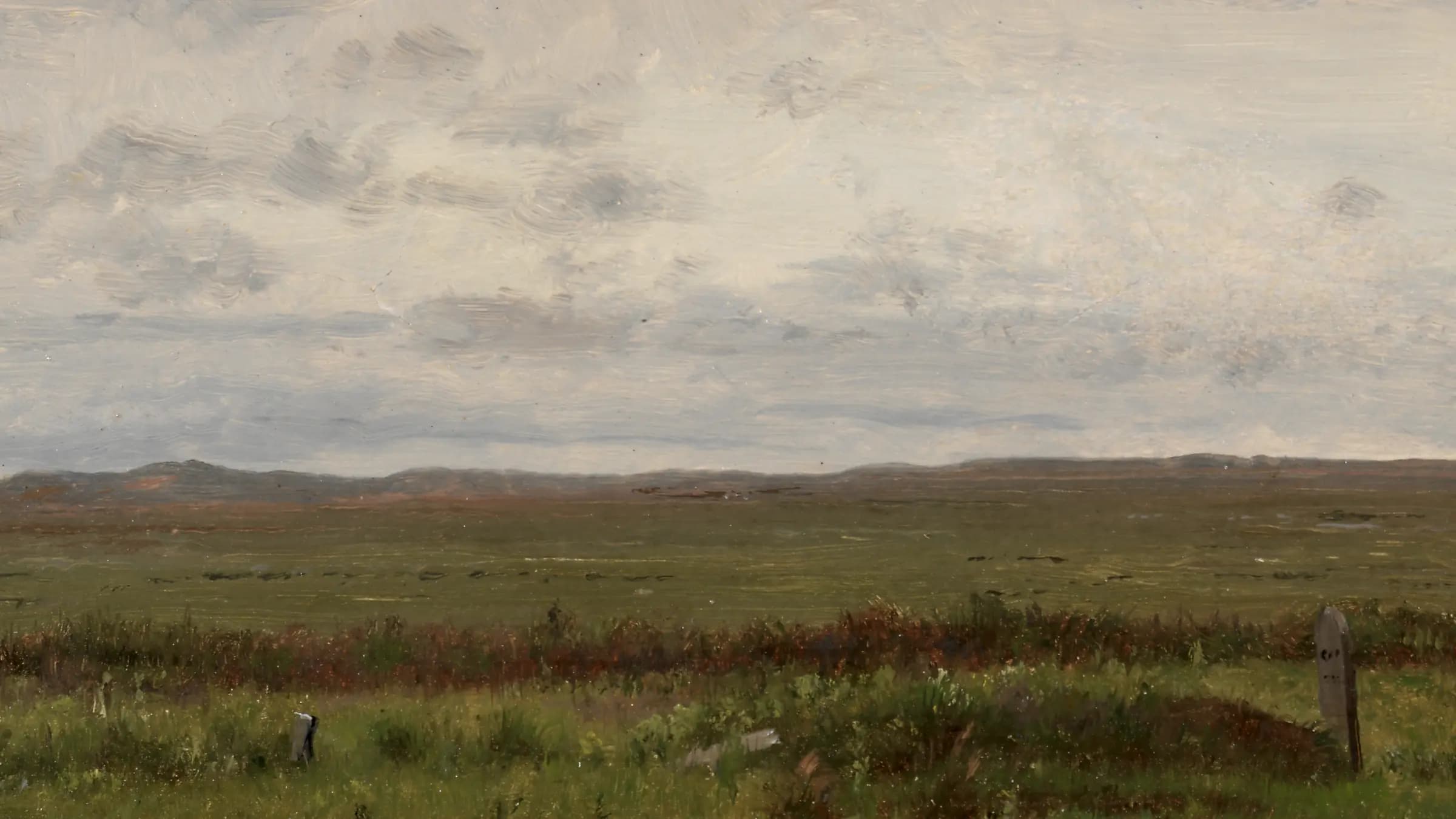 Graves of Travellers, Fort Kearny, Nebraska, landscape painting by Worthington Whittredge (1866).