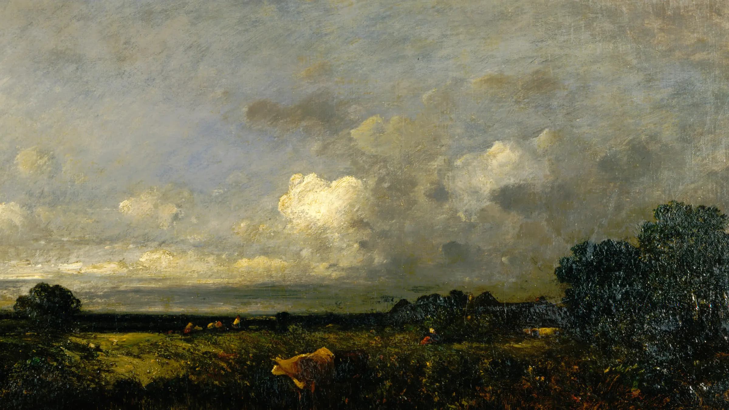 Landscape with Cow, landscape painting by Jules Dupré (1872).
