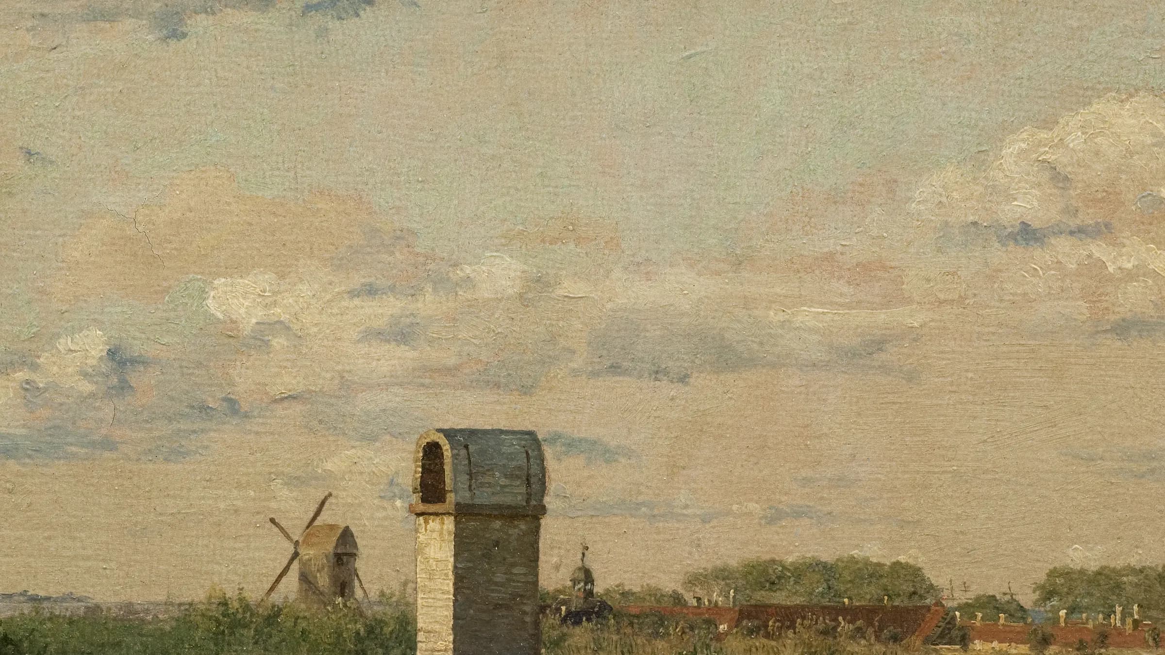 View from a Window in Toldbodvej Looking Towards the Citadel in Copenhagen, landscape painting by Christen Købke (1833).