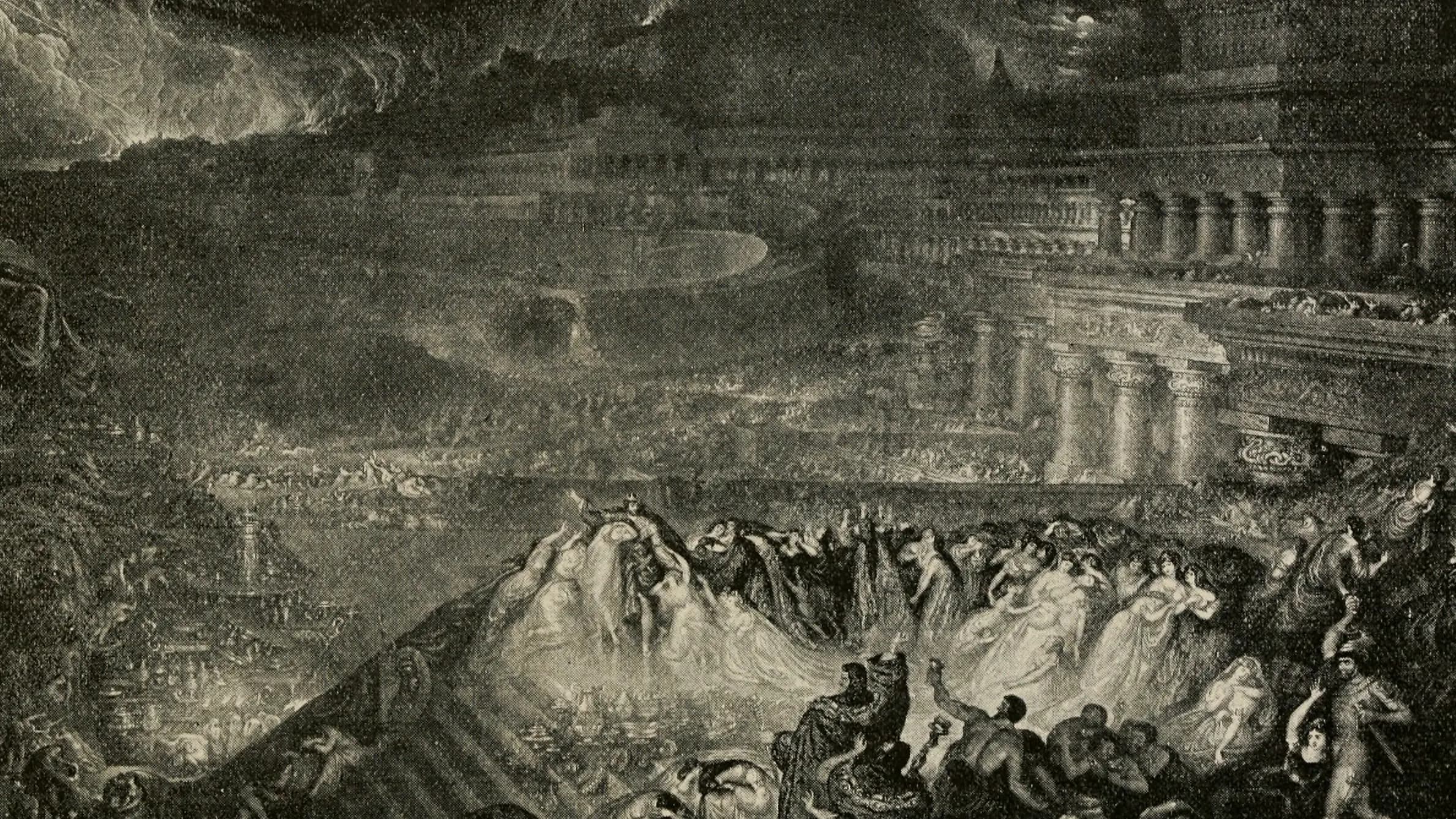 The art Bible, comprising the Old and new Testaments, landscape painting by John Martin (1896).