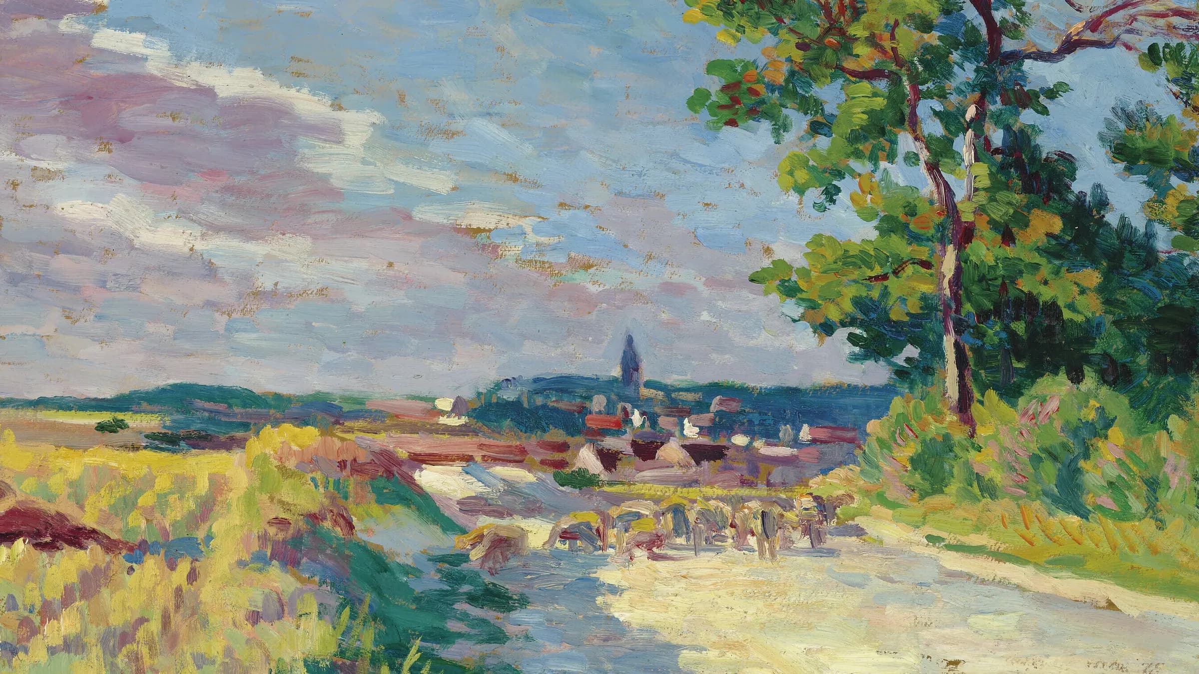 Paysage à Méréville, landscape painting by Maximilien Luce (1904).