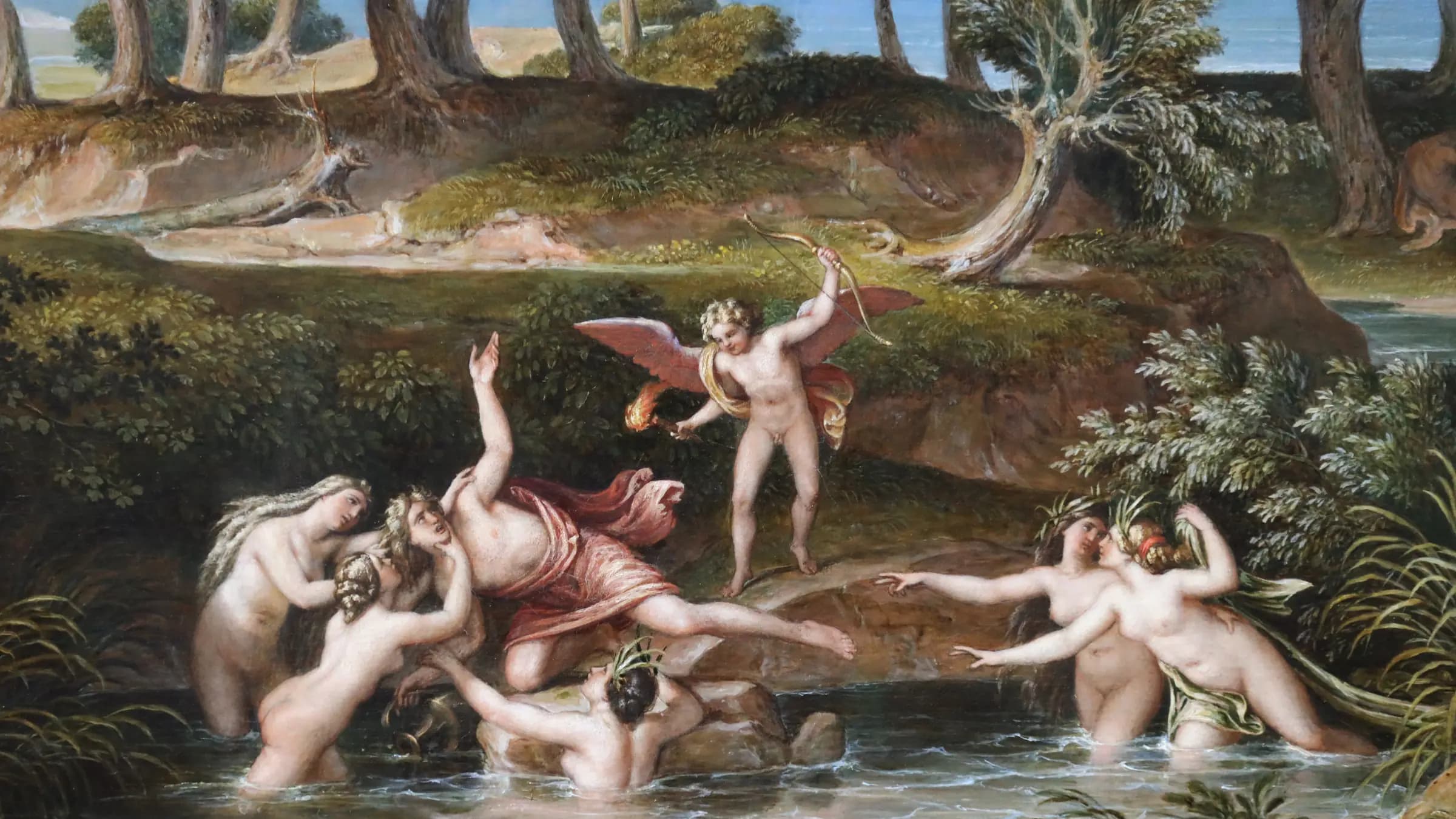 Joseph anton koch, paesaggio col rapimento di hylas, 1832, 02, landscape painting by Joseph Anton Koch (1832).