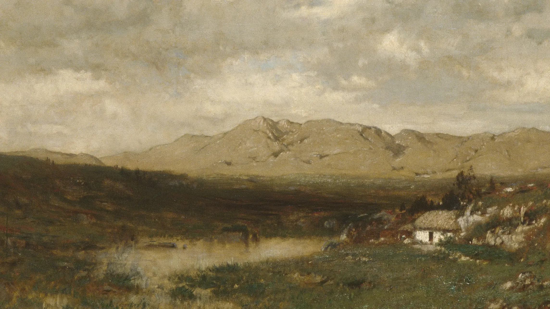 View in County Kerry, landscape painting by Alexander Helwig Wyant (1875).