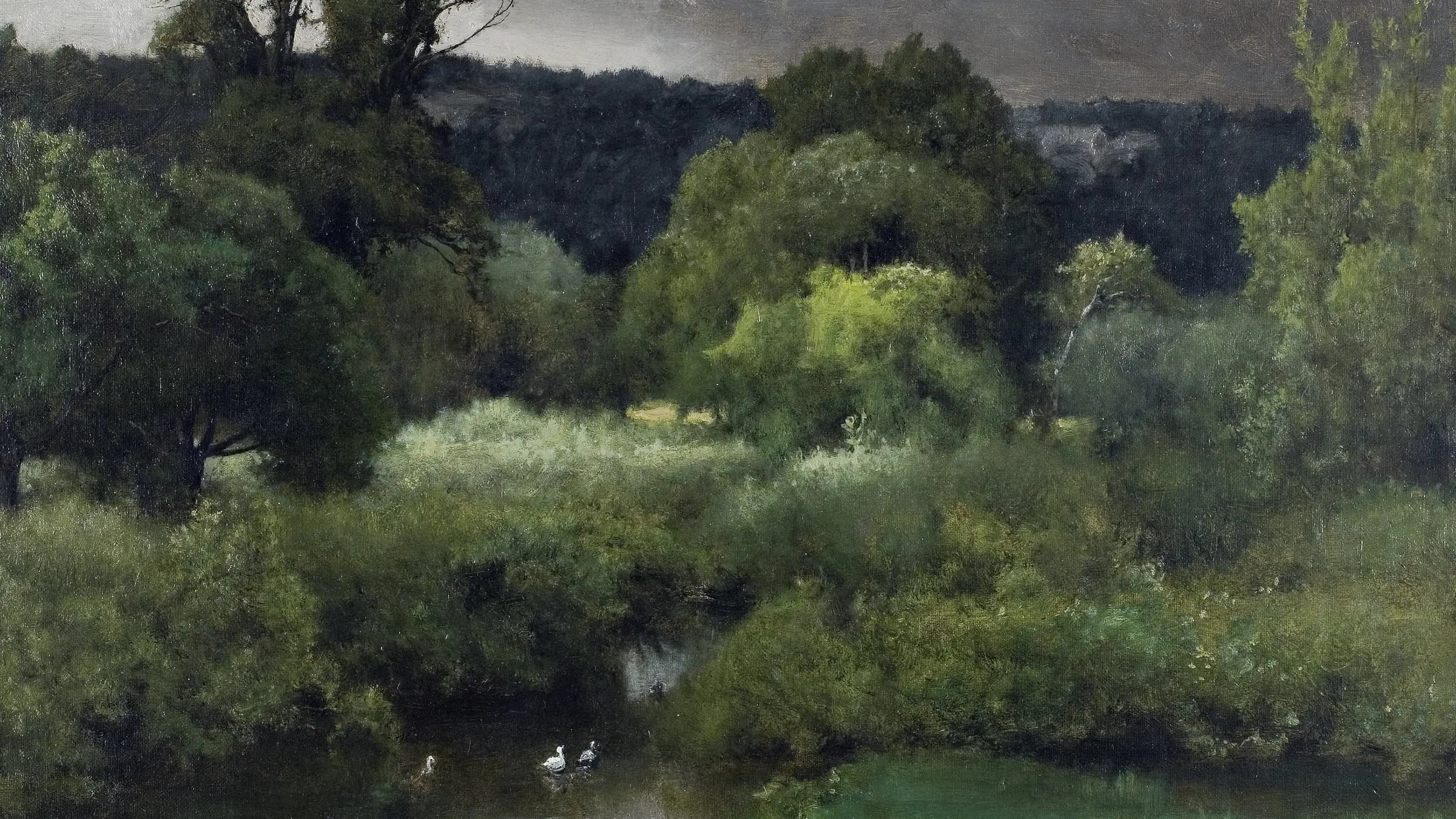A Gray, Lowery Day, landscape painting by George Inness (1877).