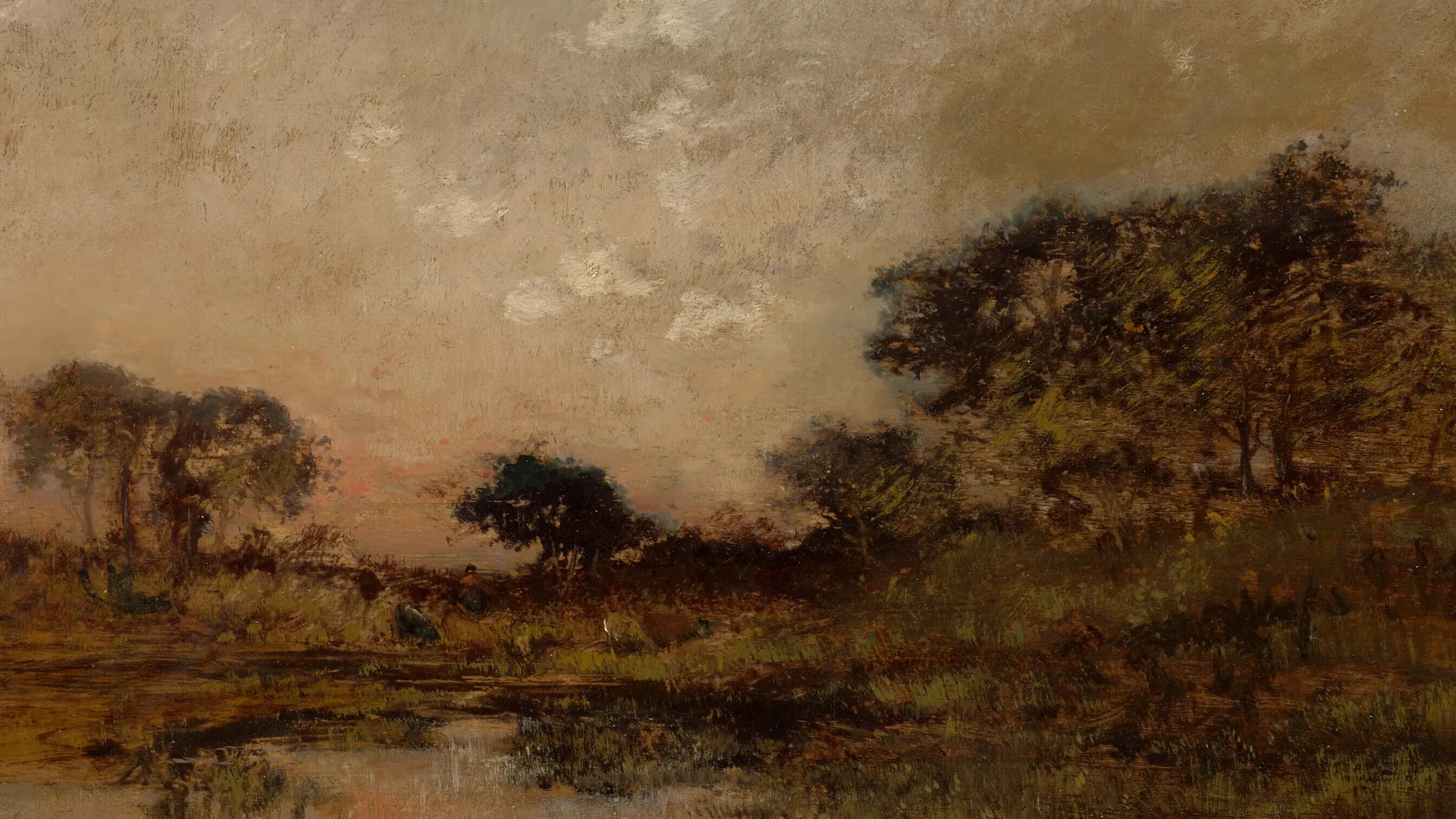 Étang au crépuscule, landscape painting by Théodore Rousseau.