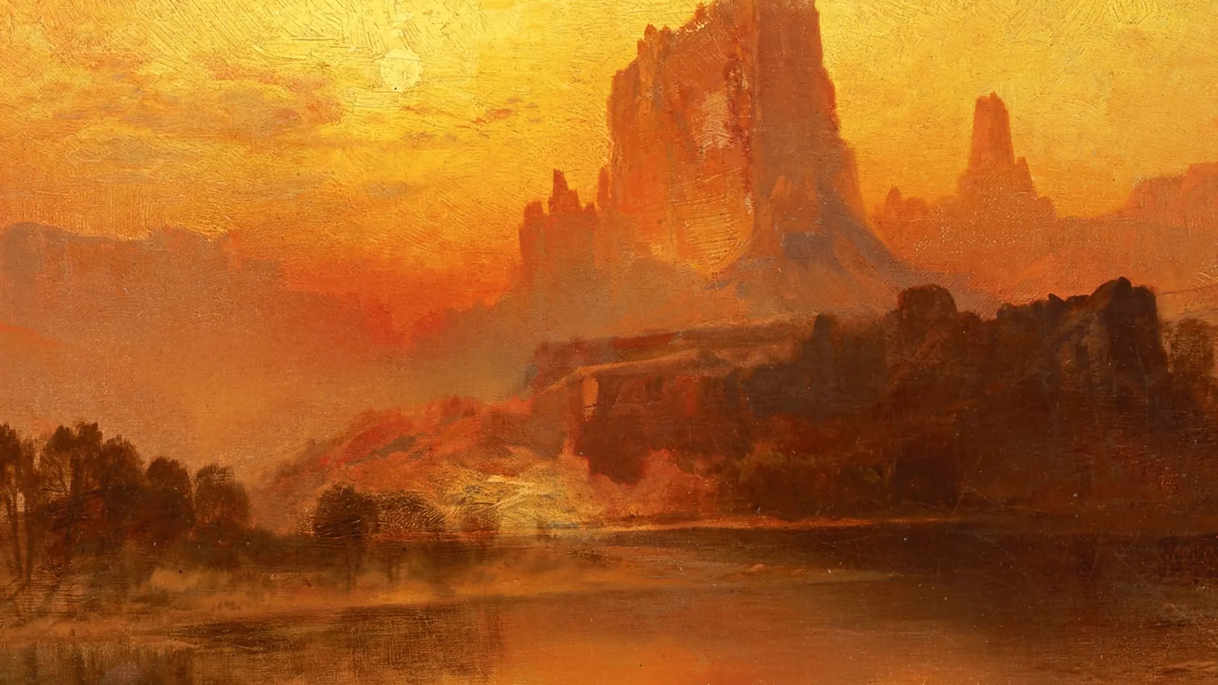 The Golden Hour, landscape painting by Thomas Moran (1875).