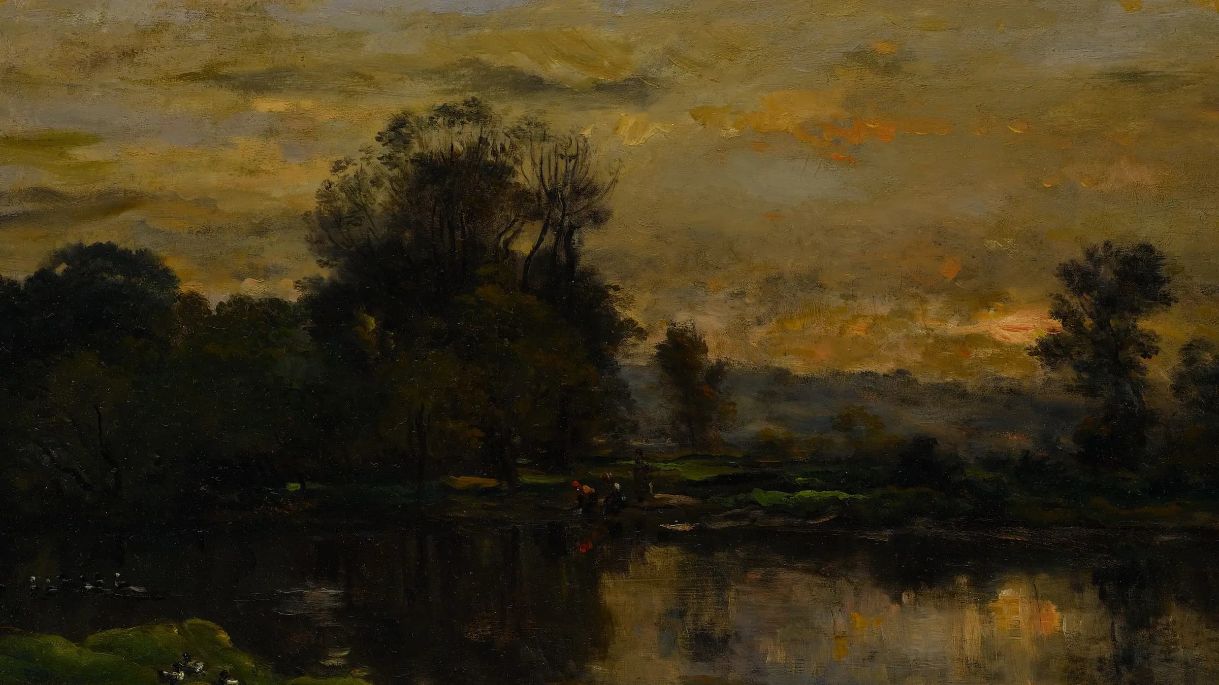 Landscape with Ducks, landscape painting by Charles-François Daubigny (1872).