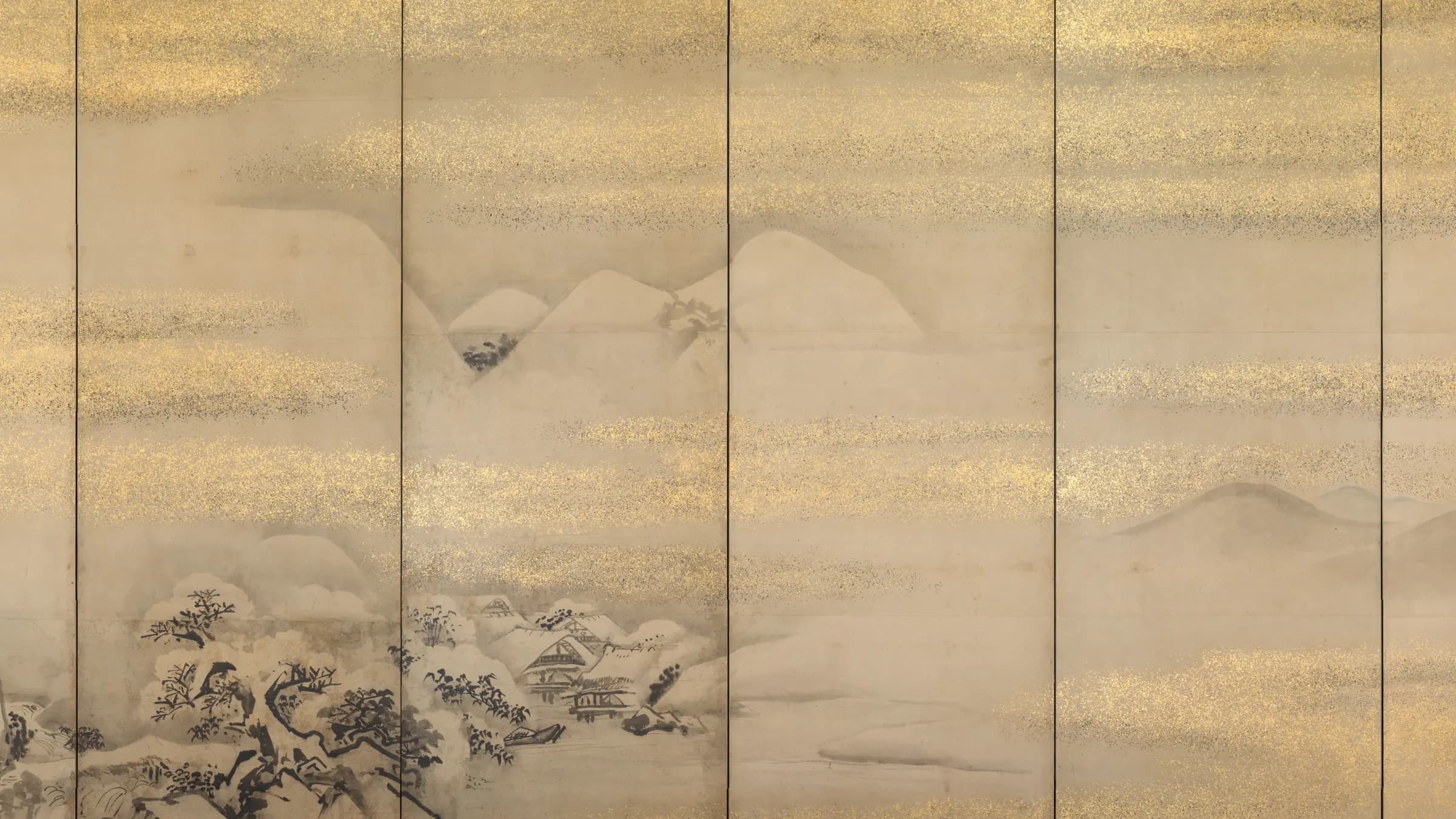 Summer and Winter Landscapes (one of a pair), landscape painting by Kano Naonobu (1607)