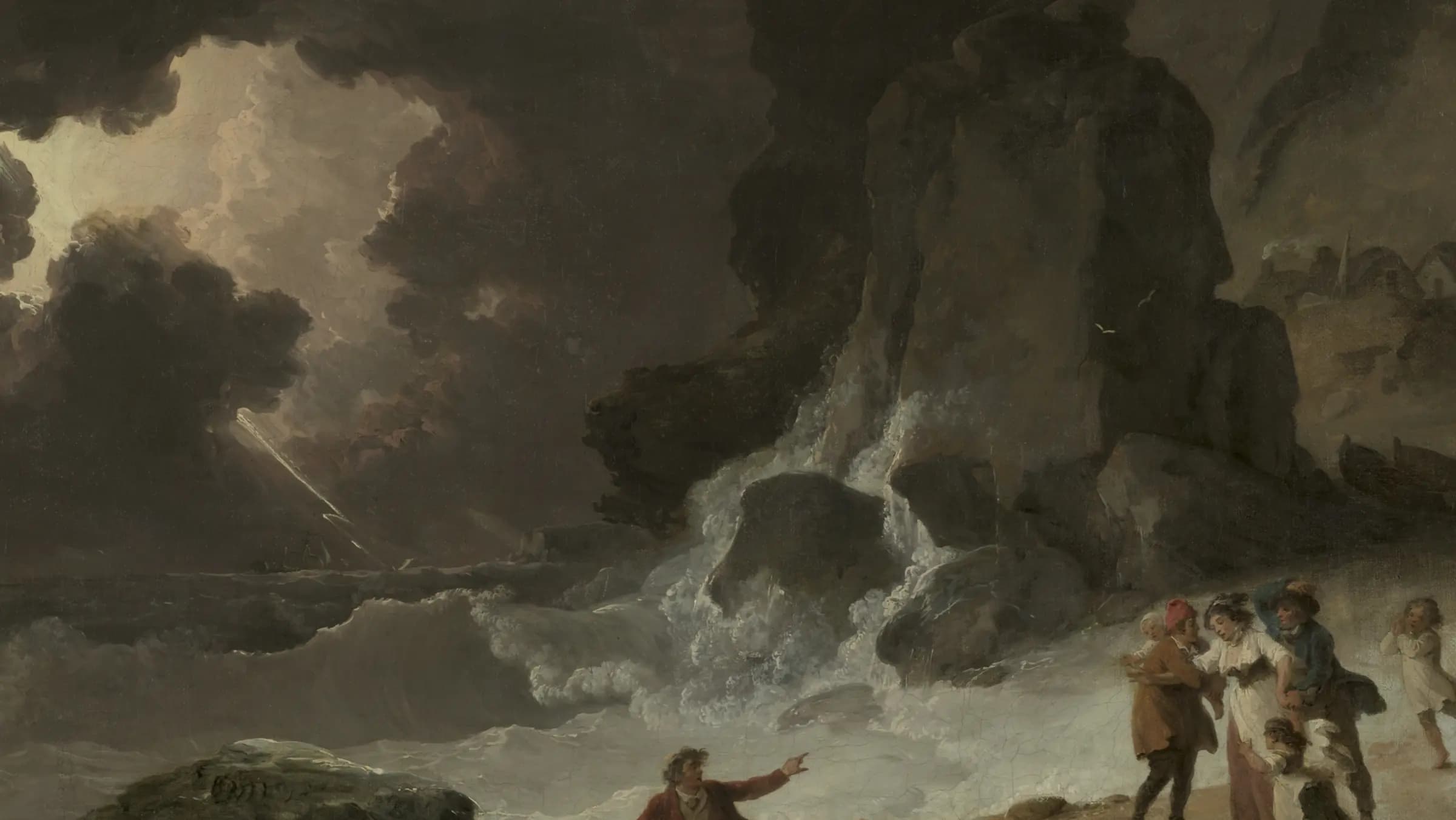 A Storm Behind the Isle of Wight, landscape painting by Julius Caesar Ibbetson (1790).