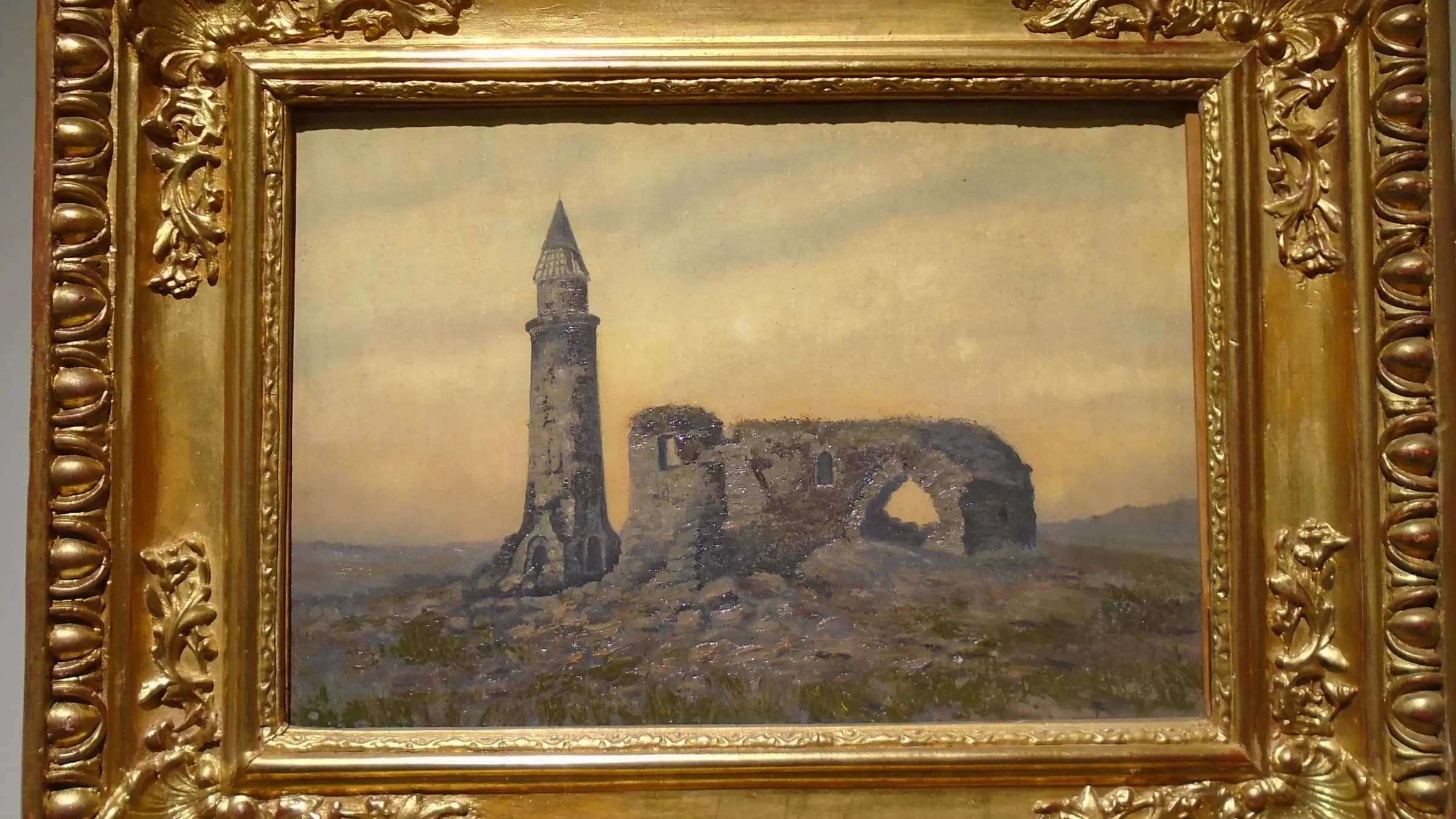 The ruins of the Khan's tomb and a small minaret in Bolgar, Shishkin (2022-12-06), landscape painting by Ivan Shishkin.