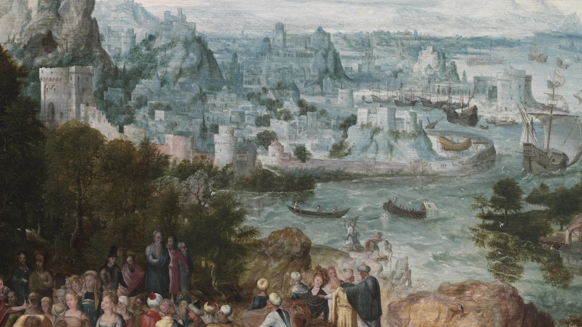 Landscape with Saint John the Baptist, landscape painting by Herri met de Bles (1535).