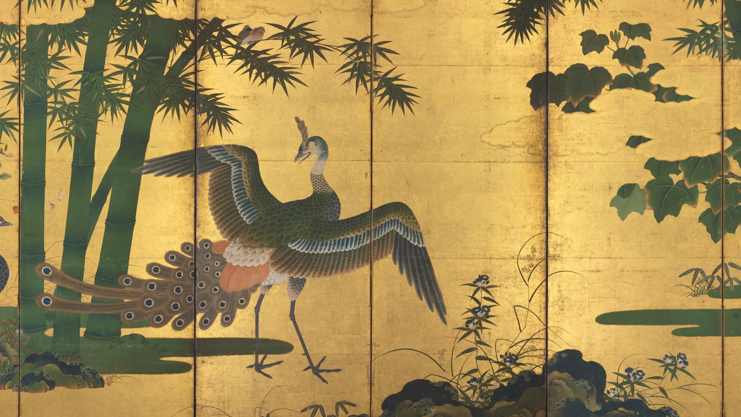 Peacocks and Bamboo, landscape painting by Tosa Mitsuyoshi (1580).
