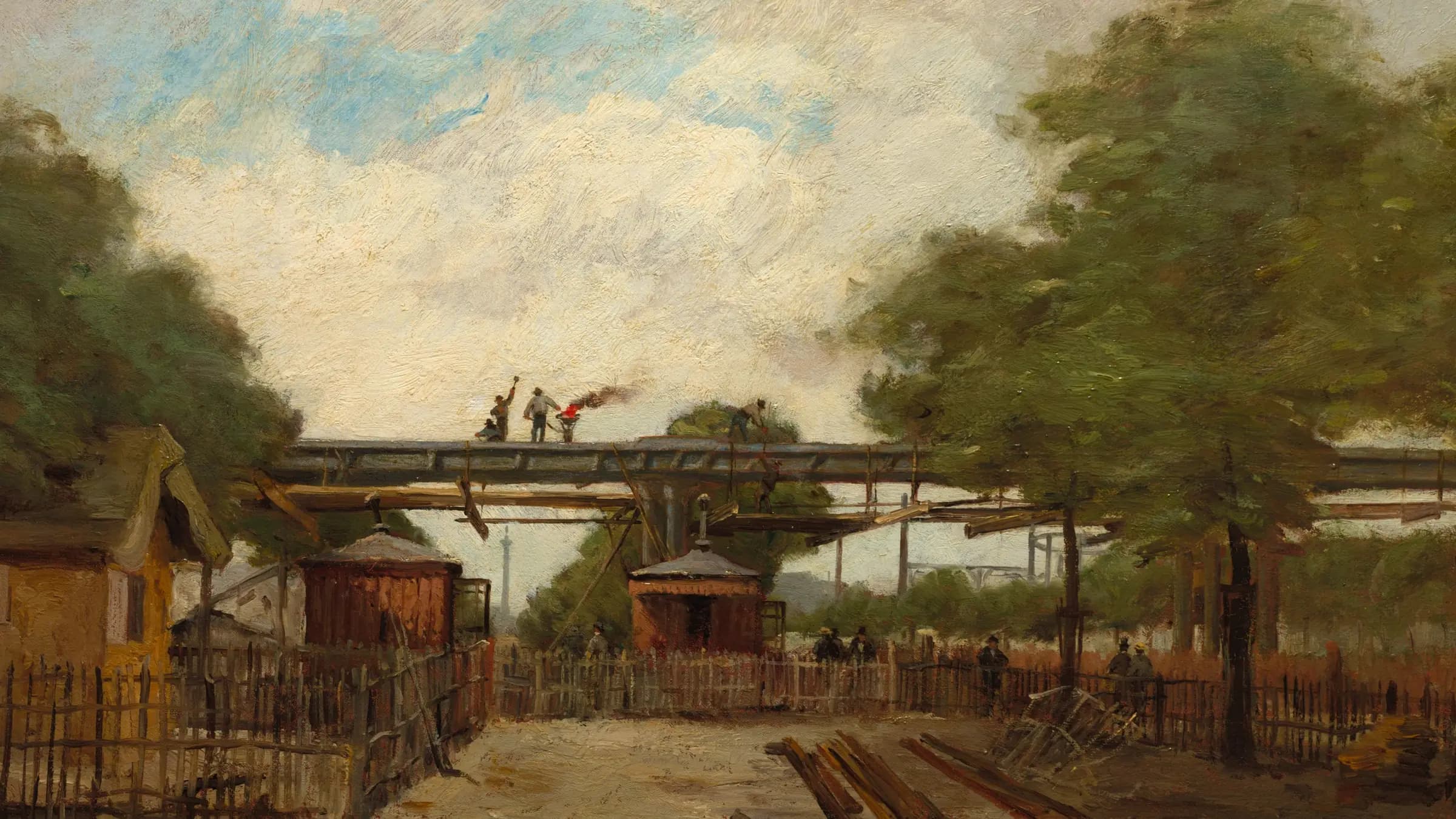 Construction of an Elevated Railway: Bridge over the Cours de Vincennes, landscape painting by Paul Désiré Trouillebert (1888).