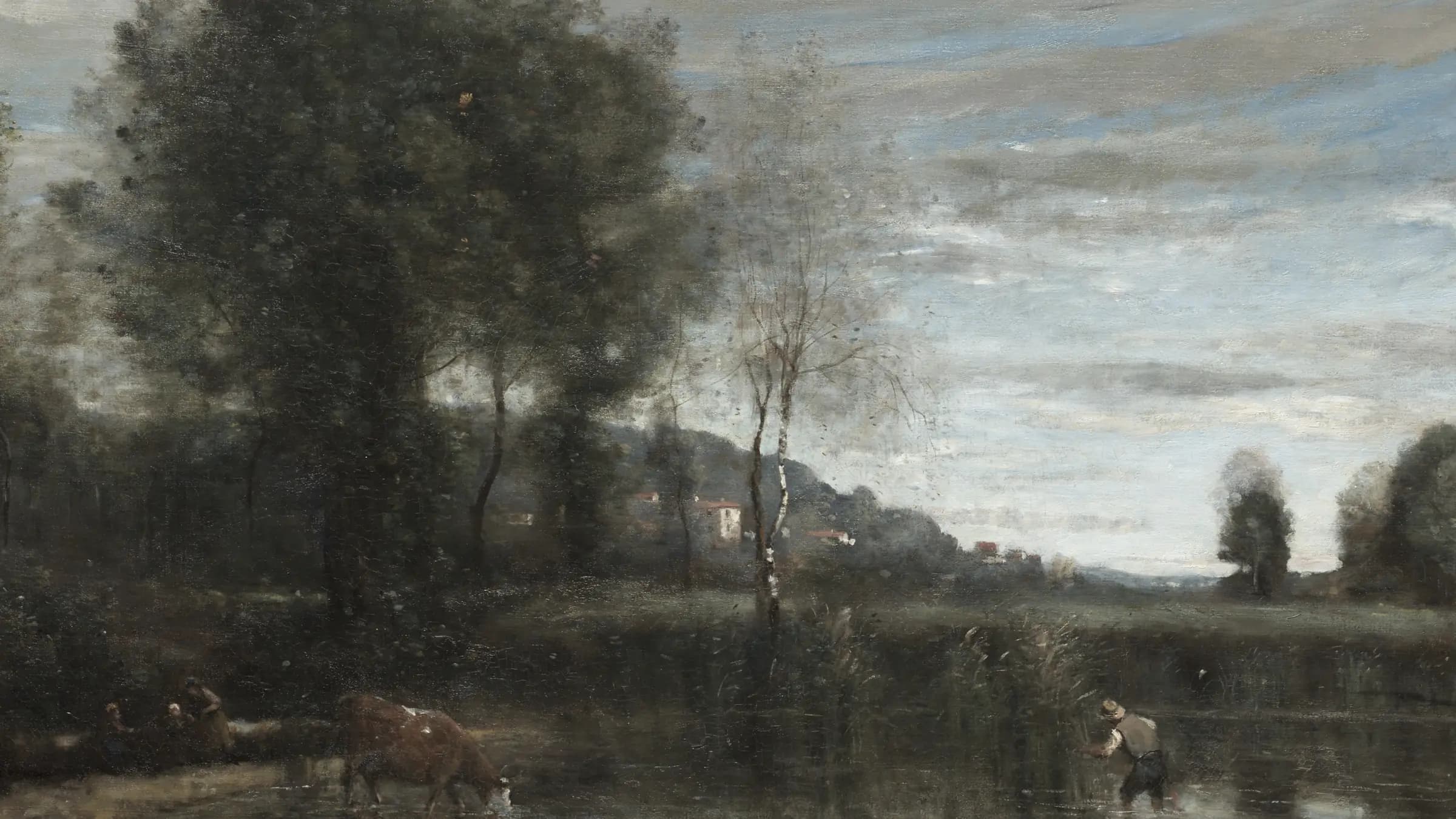 Pond at Ville-d'Avray, landscape painting by Jean Baptiste Camille Corot (1865).
