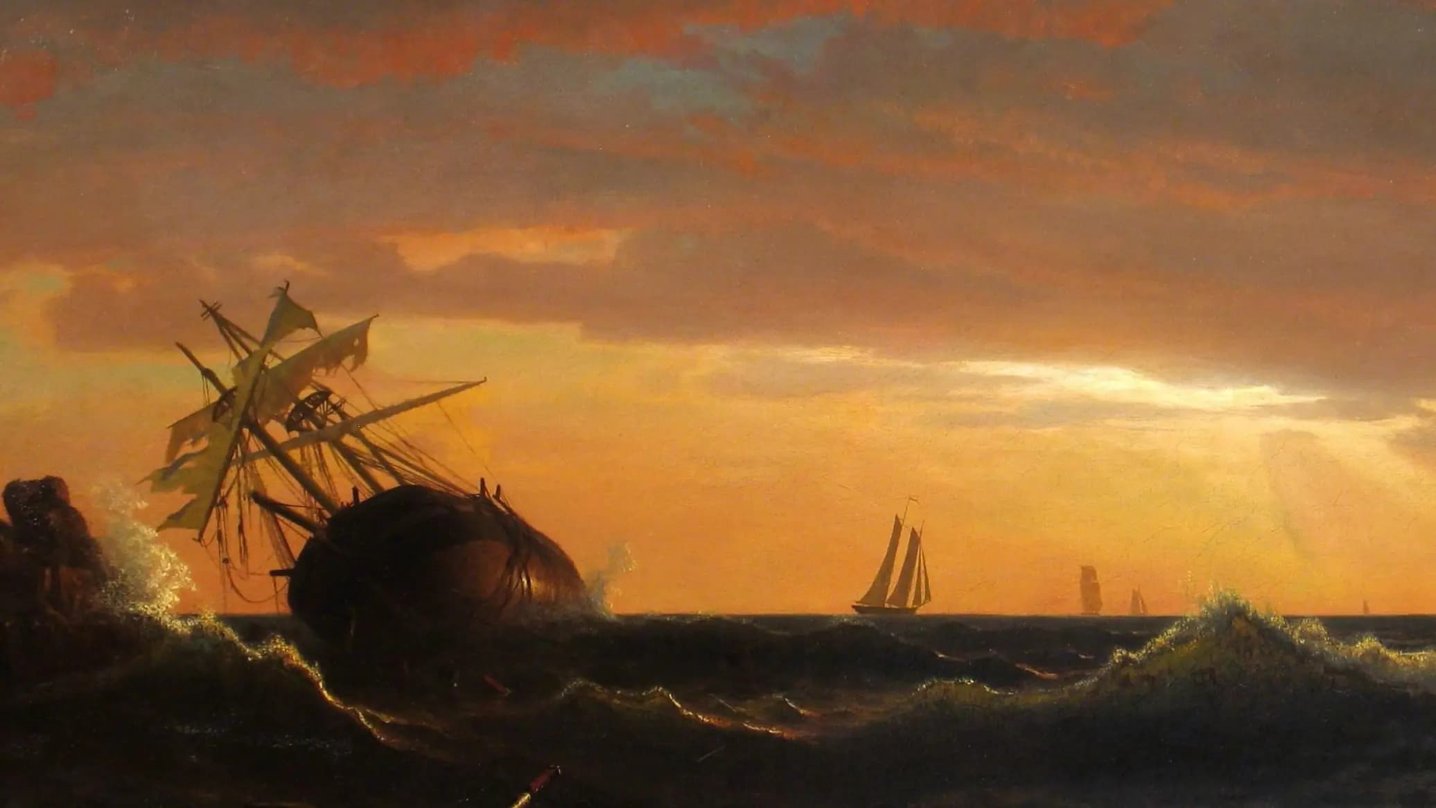 Beached Ship, landscape painting by Albert Bierstadt (1859).