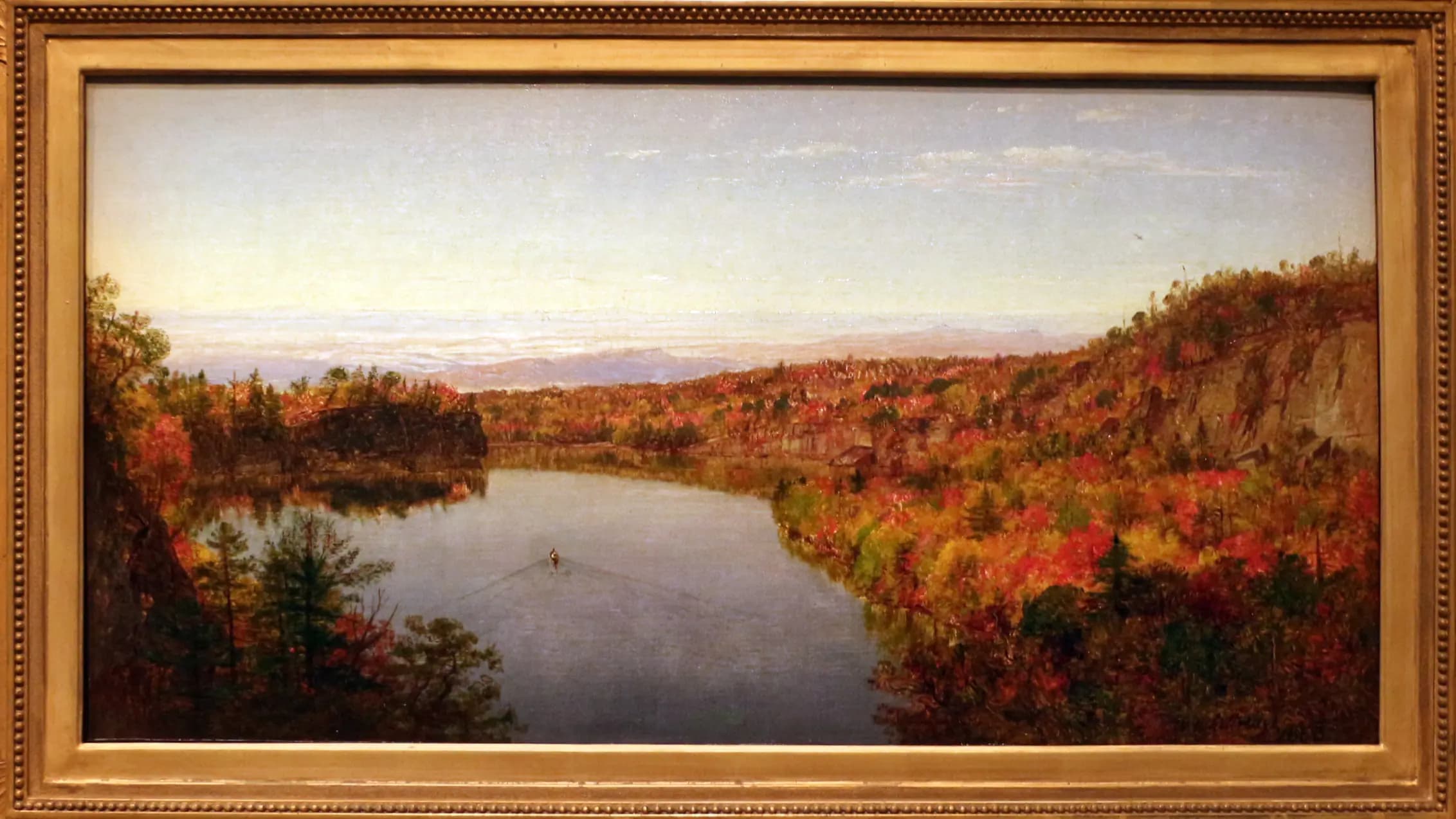 Worthington whittredge, lago shawangunk, 1863, landscape painting by Worthington Whittredge (1863).