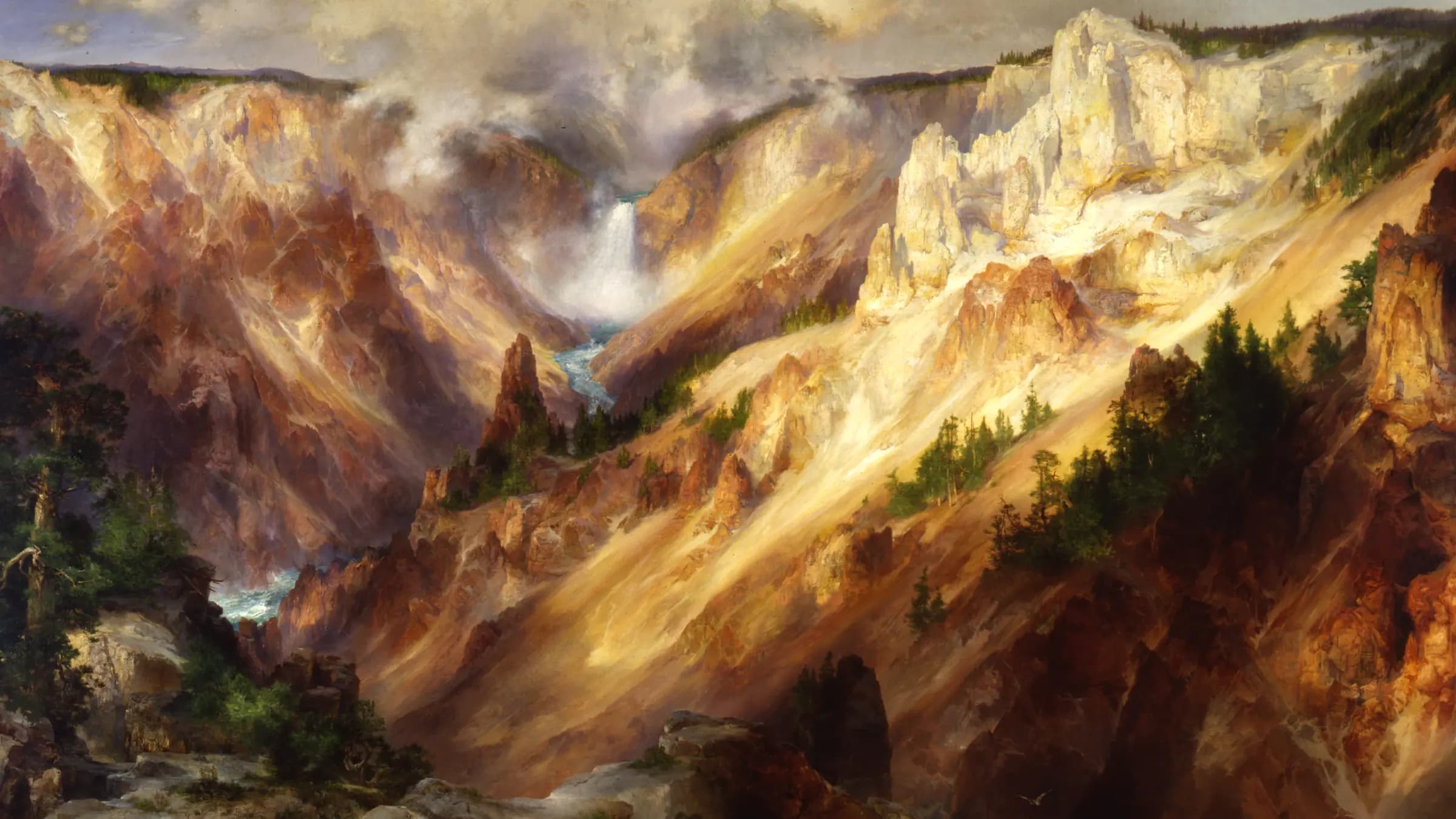 The Grand Canyon of the Yellowstone, landscape painting by Thomas Moran (1893).