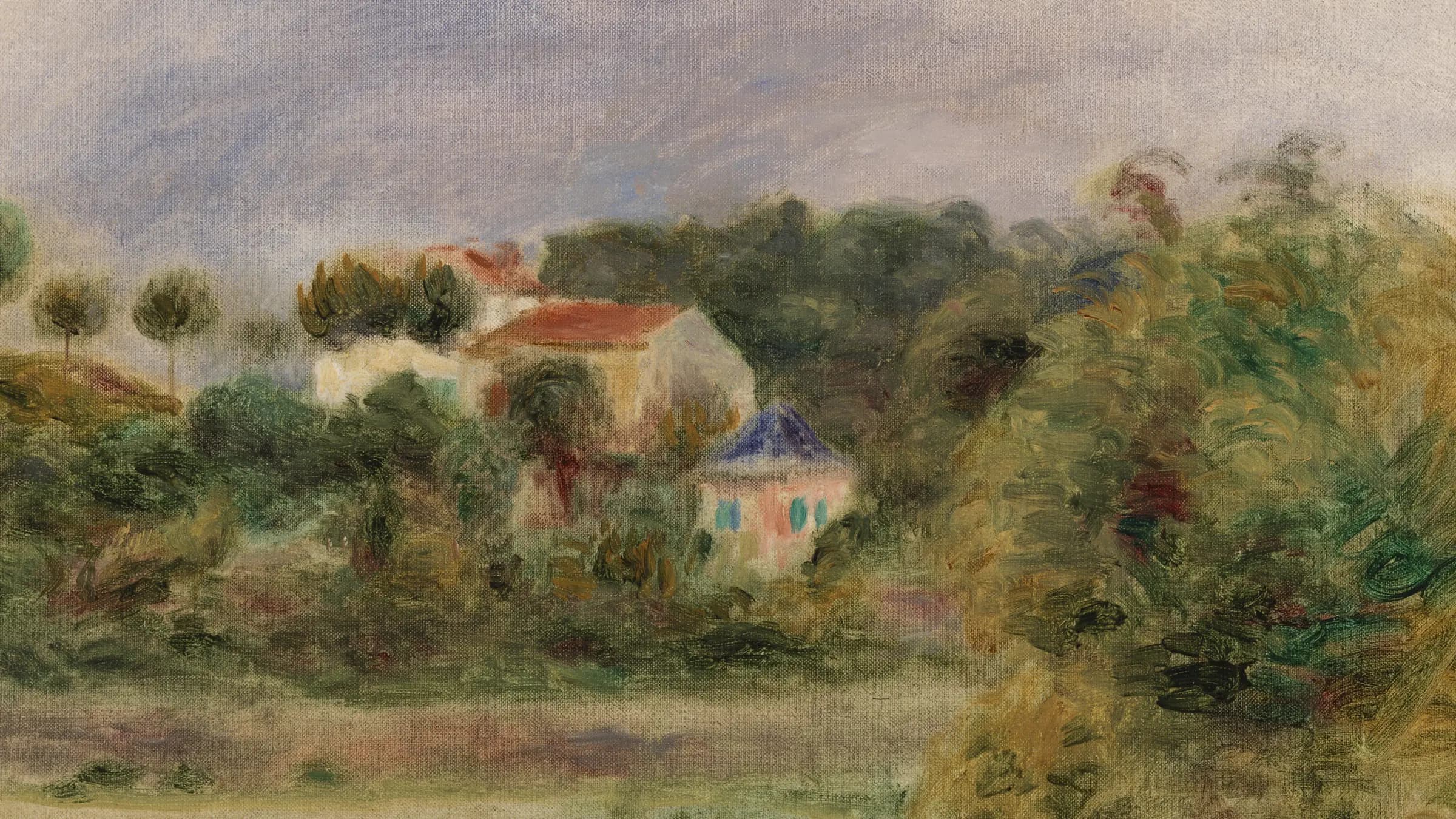 Houses in a Park (Maisons dans un parc), landscape painting by Pierre-Auguste Renoir (1911).