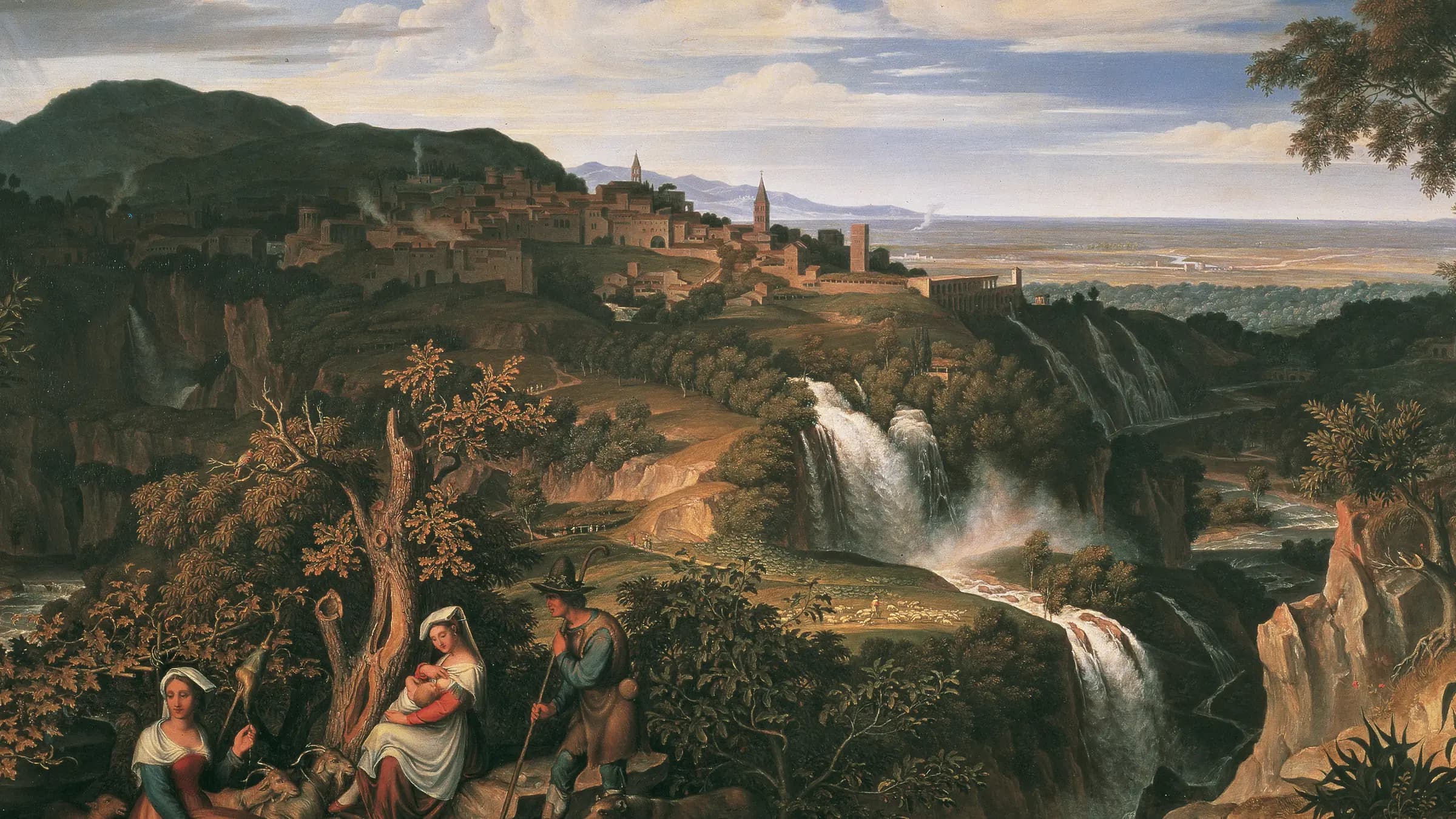 Die Wasserfälle von Tivoli bei Rom The Waterfalls of Tivoli near Rome, landscape painting by Joseph Anton Koch.